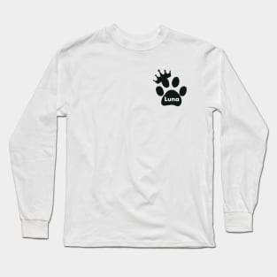 Luna cat name made of hand drawn paw prints Long Sleeve T-Shirt